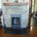 Walnut Fireplace Mantel & Slate Tiling