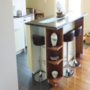 Custom Built Island with Matching Corner Shelf Towers